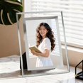 thumbnail image 3 of 2PC Silver 7 Inch Glass Photo Frame Minimalist Design for Certificates, 3 of 10