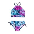 thumbnail image 2 of Faithtur 2Pcs Children Summer Swimwear, Floral Tops + Drawstring Briefs Suit, 2 of 10