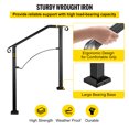 thumbnail image 4 of VEVOR Handrail Stair Railing Handrails Arch #2 Fits 2 or 3 Steps Matte Black Stair Rail Wrought Iron Handrail with Installation Kit Hand Rails for Outdoor Steps, 4 of 9