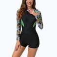 thumbnail image 4 of Soki Women's Swimsuit One Piece Long Sleeved Zipper Surfing Diving Suit Bikini Set, 4 of 8