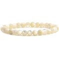 thumbnail image 1 of Bracelet Extensible Unisexe en Perles Rondes 6 mm en Coquille de Nacre Naturelle 6,5 Pouces, 1 of 3