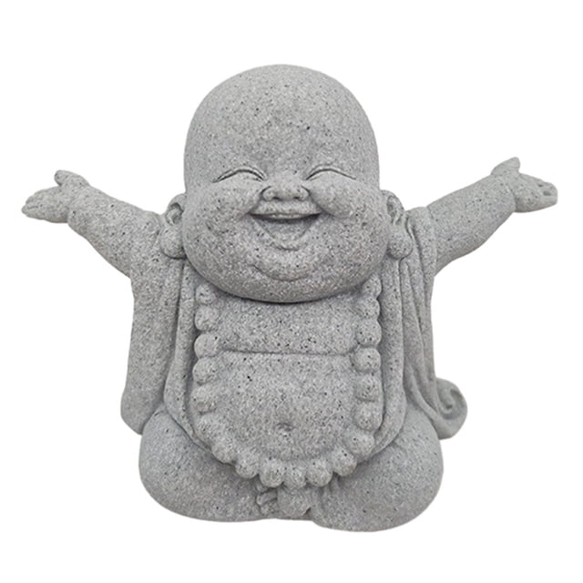Fat Smiling Buddha Garden Ornament Sandstone Effect Outdoor Indoor Statue Decor