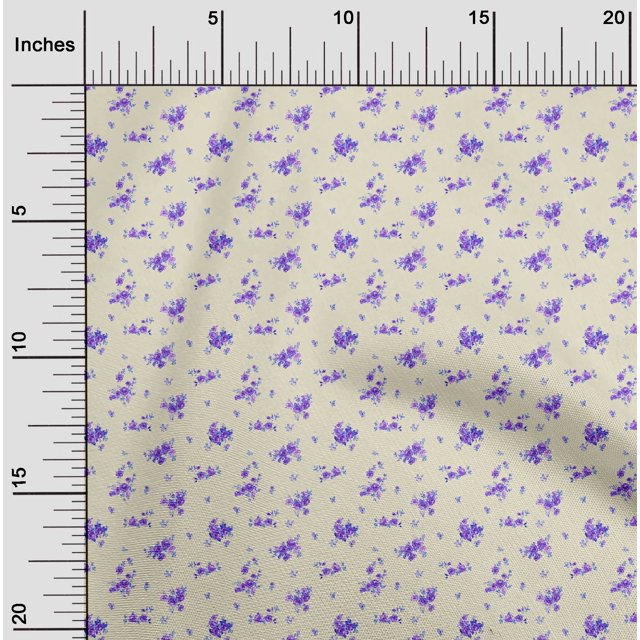 oneOone Cotton Poplin Fabric Leaves & Flower Floral Print Fabric BTY 42 Inch Wide