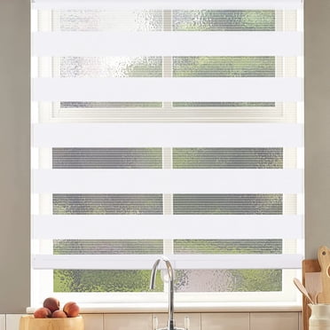 LUCKUP Cordless Zebra Blinds Roller shades for window Day and Night Blind Dual Layer Light Filtering Shade Light Control Room Darkening Horizontal Window Treatment 26" W X 72" H, White