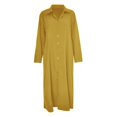 thumbnail image 4 of Bramtres Robes Maxi, Robes de Vacances, Robe Chemise Longue Décontractée pour Femme en Coton et Lin à Boutons avec Poches, Longues Robes, Robe à Manches Longues, Robes Modestes, Robe Jaune, 3TG, 4 of 4