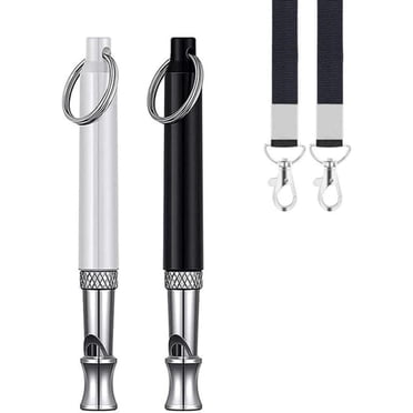 2 Pack Dog Whistle, Dog Whistle to Stop Barking Neighbors Dog, Adjustable Ultrasonic Silent Dog Whistle, Professional Recall Dog Training Whistles, with Lanyard, Black&White