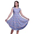 thumbnail image 1 of Bimba Robe Débardeur d'Été Décontractée Sans Manches pour Femme à Feuilles Bleues et Roses Florales Longueur Genou - Xxx-Grand, 1 of 6