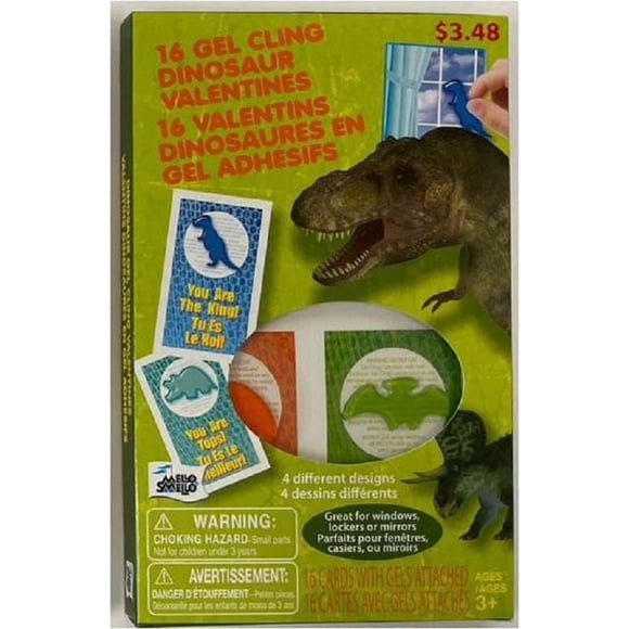 Mello Smello 16CT Valentins Dinosaures En Gel Adhésifs