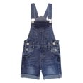 thumbnail image 1 of KIDSCOOL SPACE Girls Shorts, Baby Little Girls Stretchy Denim Shortalls, Deep Blue,2-3 Years, 1 of 5