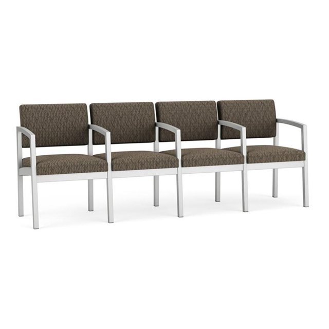 Fauteuil de Réception en Acier Lenox pour Salle d'Attente 4 Places / Acier Argenté / Brun
