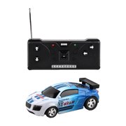 Blue Mini Can Shape Remote Control Car Toy Rechargeable Rc Vehicle With Led Lights For Kids 6.9X3.7X5.2 Inches