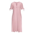 thumbnail image 4 of Admvng Robes pour Femmes Mode Été Décontractée Col en V Manches Courtes Bouton Longue Robe P-3TG, 4 of 6