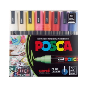 uni POSCA PC-5M Water Based Paint Markers, Medium Point (1.8-2.5mm), Assorted, 16 Count