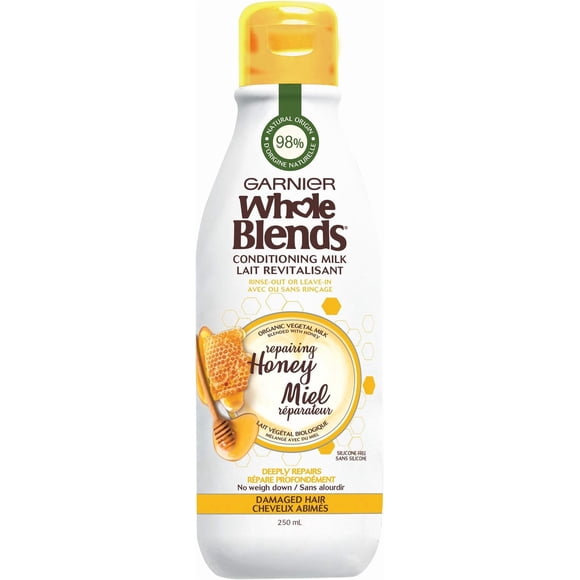 Garnier Whole Blends Conditioning Milk, Repairing Honey, 250 mL – Hair Conditioner for Damaged or Dry Hair