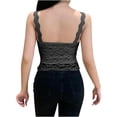 thumbnail image 4 of LSLJS Débardeurs à Bretelles Spaghetti pour Femmes Mode Femmes Camisoles Ajourées à Col Rond Gilet Dames Uni Ajusté Court Hauts, 4 of 5