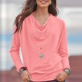 thumbnail image 4 of Pompotops T-Shirt Décontracté pour Femme à Col Rond Uni à Manches Longues Coupe Ample Chandail Haut Blouse, 4 of 9