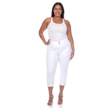 White Mark Jeans Capri pour Femmes Grande Taille