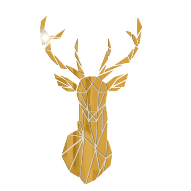Decodeary Self Adhesive 3D Deer Head Mirror Wall Sticker For Easy Application gold XL 1Set