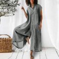thumbnail image 3 of Kcodviy Combinaison Décontractée pour Femme, Couleur Unie, Col Roulé, Manches Longues, Manches Courtes, Longueur Mi-Cuisse, Combinaison Chemise pour Femmes, 3 of 5