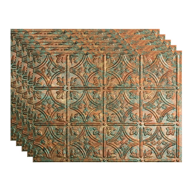 Fasade Traditional Style/Pattern 1 Vinyl 18in x 24in Backsplash Panel Copper Fantasy 5 Pack