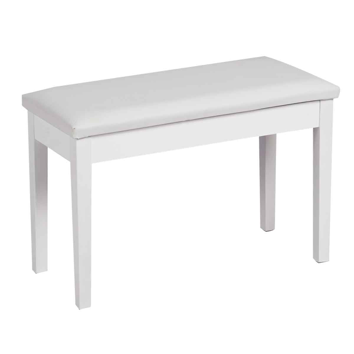 Patiojoy PU Leather Piano Bench Solid Wood Padded Double Duet Keyboard Seat w/ Storage Box White