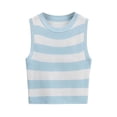thumbnail image 1 of Dealovy Débardeurs pour Femmes Été Côtelé Court Ajusté Rayé Sans Manches Col Rond T-Shirts, 1 of 4
