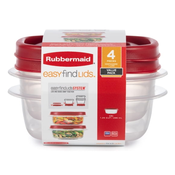 Rubbermaid Easy Find Lid Value Pack of 2 Containers, 296ML