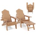 thumbnail image 1 of Gymax 2 PCS Folding Adirondack Chair HIPS Fire Pit Chair w/ Adjustable Backrest Brown, 1 of 10