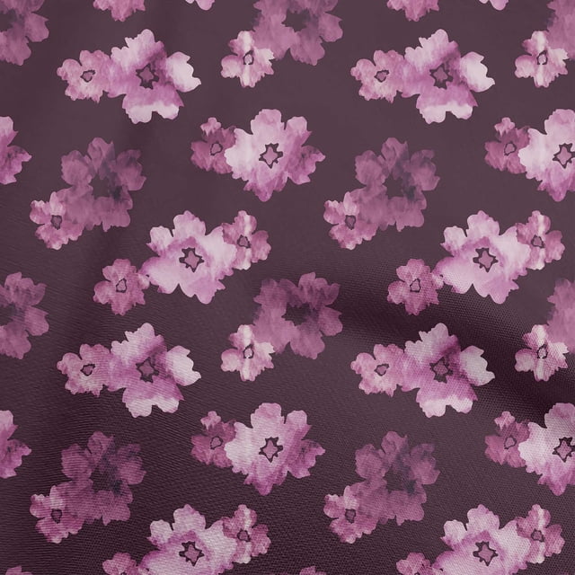 oneOone Rayon Purple Fabric Floral & Sewing Craft Projects Fabric Prints By Yard 56 Inch Wide