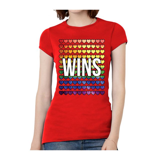 T-Shirt à Manches Courtes Love Wins pour Femmes - Rouge - Grand