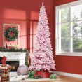 thumbnail image 2 of HOMCOM Snow Flocked Pencil Artificial Christmas Tree with Steel Base Pink, 2 of 10