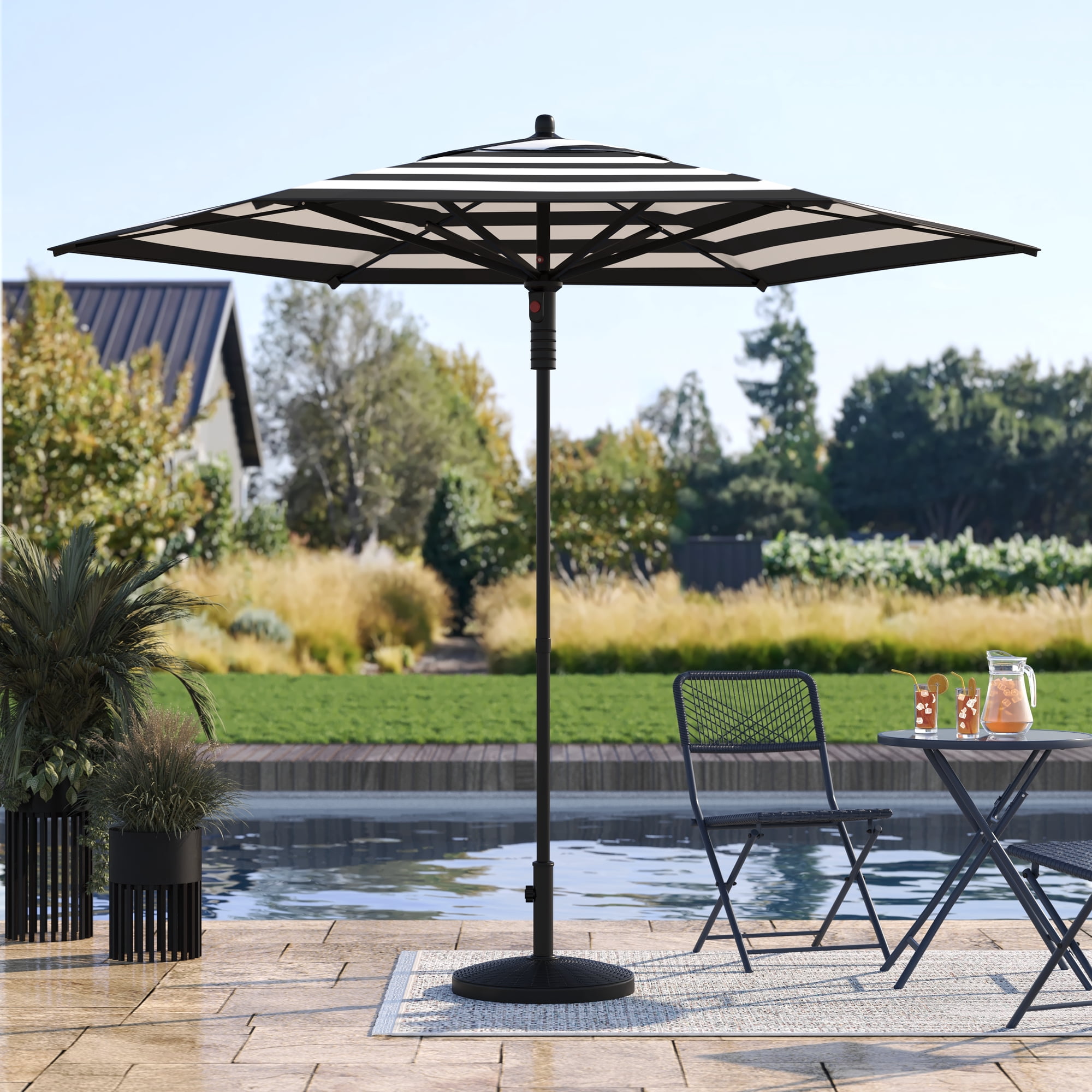 hometrends patio umbrella 12x12ft Best with Sunbrella Fabric, Large Outdoor Cantilever Umbrella, Spectrum Indigo With our ventilated umbrella Walmart] HOMETRENDS 7.5 ft. Round