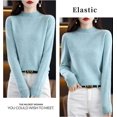 thumbnail image 2 of Women‘s Wool Sweaters Mock Turtle Neck Lightweight Long Sleeve Cozy Warm Fall Winter Pullover Tops, 2 of 7