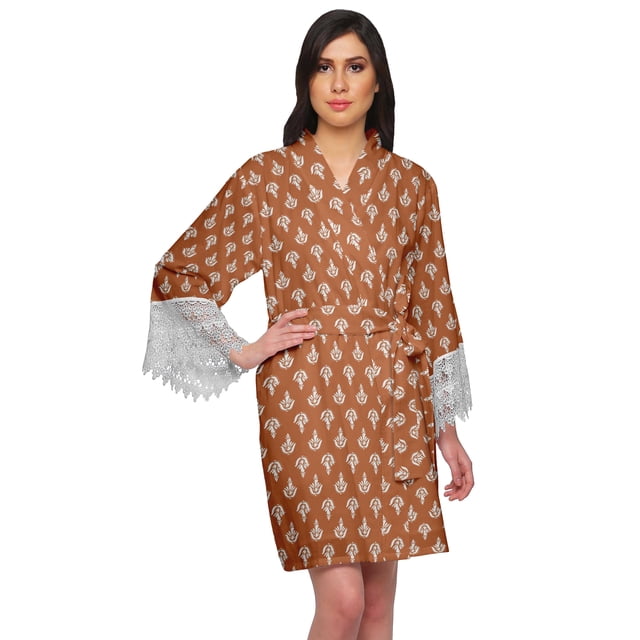 Moomaya Printed Bridesmaid Robes Short Bride Getting Ready Dress Loungewear