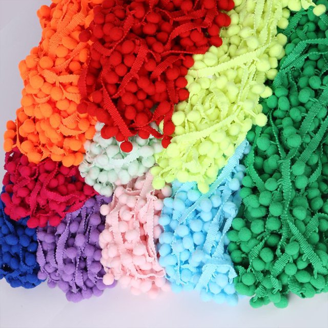 mmirethe Practical And Fashionable Trim For All DIY Needs Multiple Colors Available 5 Yards Pom Ball Lace Fluorescent Orange