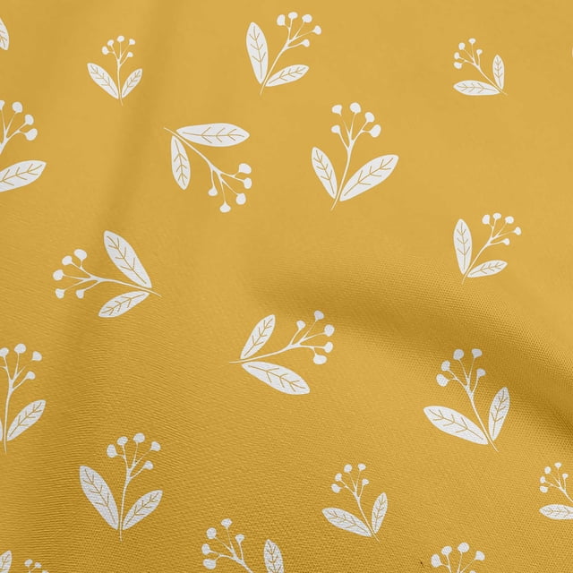 oneOone Polyester Spandex Yellow Fabric Floral Sewing Material Print Fabric By The Yard 56 Inch Wide-00
