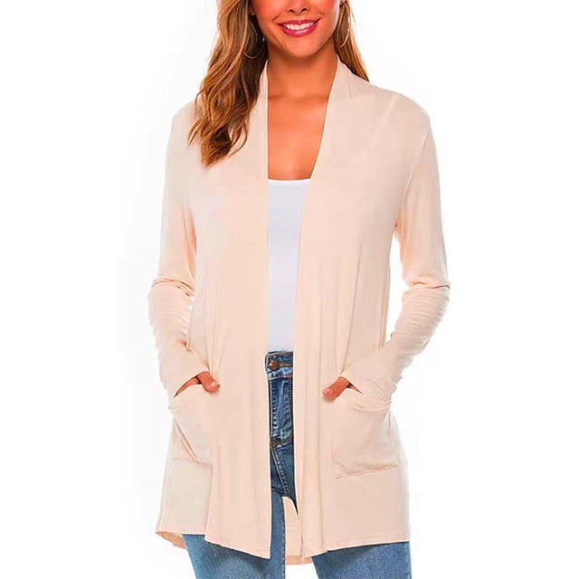 DPTALR Women Cardigan Up Casual Solid Color Sleeve Hoodeless Top