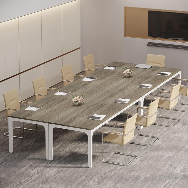 Tribesigns 78.74-Inch Large Conference Room Table, Modern Office Meeting Seminar Table Desk with Metal Legs and Adjustable Foot Pads, Seats 6-8 People, Oak Finish