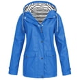 thumbnail image 1 of Kcodviy Imperméable Femme Imperméable Uni à Fermeture Éclair Veste Femme à Capuche Coupe-Vent Manteau d'Extérieur Manteau pour Dames Grande Taille Manteau pour Femme, 1 of 6