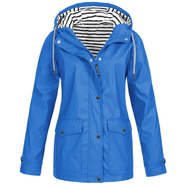 Kcodviy Imperméable Femme Imperméable Uni à Fermeture Éclair Veste Femme à Capuche Coupe-Vent Manteau d'Extérieur Manteau pour Dames Grande Taille Manteau pour Femme
