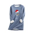 thumbnail image 2 of Hauts pour Femmes Décontractés d'Été et d'Hiver Mode Décontractée Tempérament Peluche Chaude sous-Couche Imprimé de Noël Manches Longues Col Rond Hauts Tenues Tendance pour Femmes 2023 en Liquidation, 2 of 6
