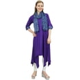 thumbnail image 3 of Bimba Robe Kurta en Rayonne Violette pour Femme avec Foulard, Ourlet Asymétrique, Robe de Designer - 20, 3 of 4