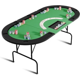 Yiwa Oval Poker Table with 9 Cup Holders, Blackjack Gaming Table