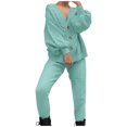 thumbnail image 1 of Besolor Womens 2 Piece Outfits Knit Sweater Sets Oversized Button down Cardigan and Slim Long Pants Matching Lounge Set, 1 of 7