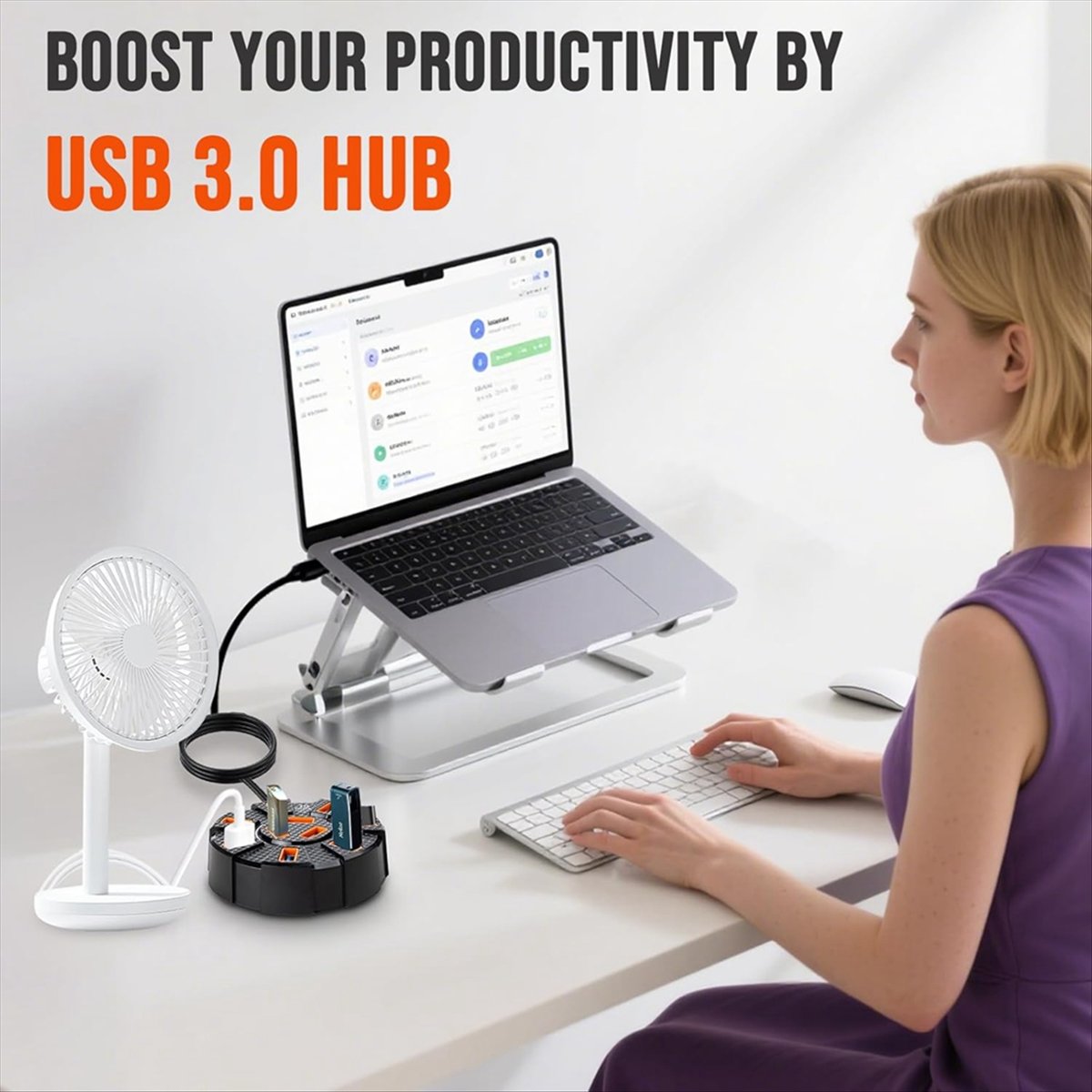 10 Ports USB Hub Multiport USB 3.0 Hub Splitter, USB Adapter Extender for Laptop, Desktop, PC, Car, Game Console
