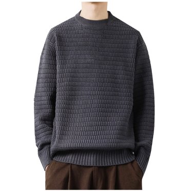 Rbaofujie Cute Sweaters Men's Fashionable Color Round Neck Pullover Sweater Knitted Sweater Coffee Christian Hoodies