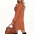thumbnail image 5 of Mceream Robes pour Femmes à Manches Longues Grande Taille Décontractées Printemps Automne Robes Col en V Tricot Côtelé Robe Chandail Légère avec Fermetures Éclair Orange m, 5 of 5