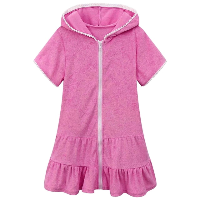 Kids Bathing Suits Girls Girls Swim Cover Up Kids Swimsuit Coverup Zip-Up Beach Bathing Suit Robe Baby Bathing Suit Girl Beach Cover Up Dress Bathing Suit Cover Ups