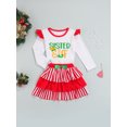 thumbnail image 3 of FOCUSNORM Tenue de Noël pour Petites Filles, Haut à Manches Volantes, Jupe à Rayures, 3 of 8