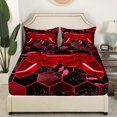 thumbnail image 3 of Erosebridal Red Gamepad Full Sheet Sets, Gradient Geometry Bedding Full Size, Leaf Plant Decor 4-Piece, 3 of 7